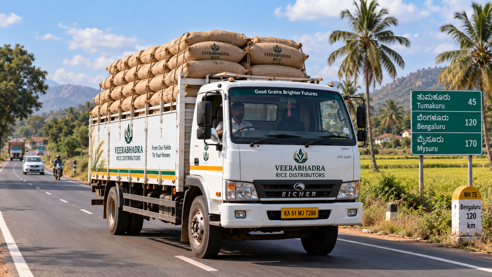 Transport truck rice delivery